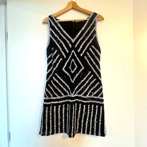 Alice + Olivia black and white sequin cocktail dress